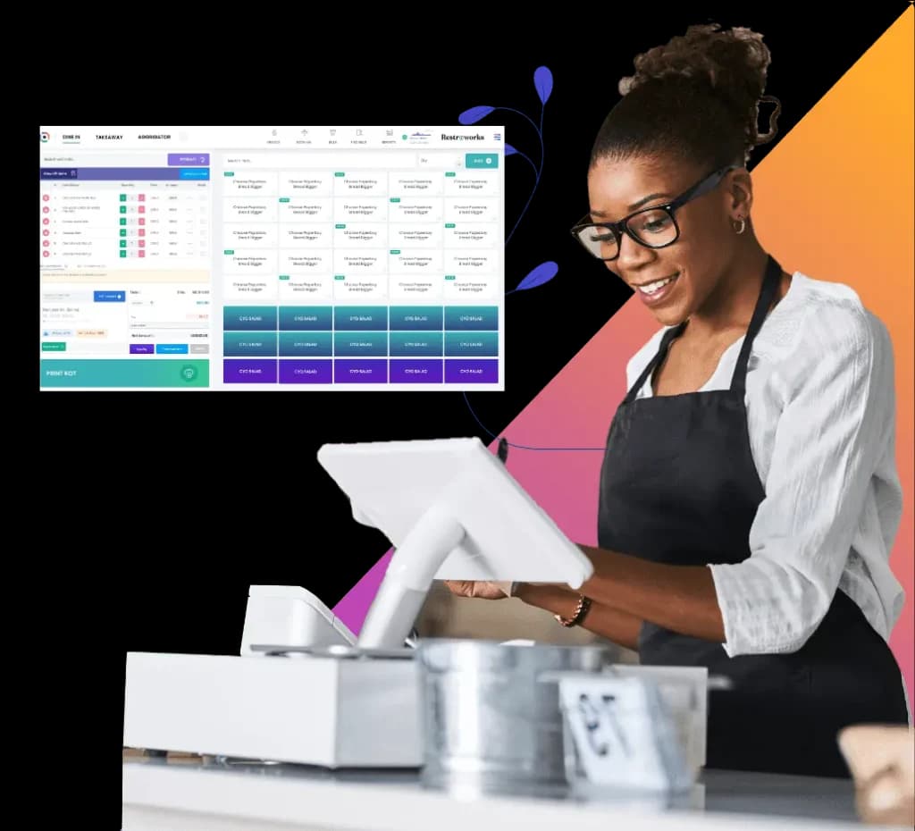 A server taking an order on the Restroworks POS